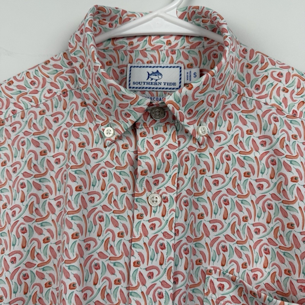 Southern Tide Men Small CHILI PEPPER INTERCOASTAL PERFORMANCE SHORT SLEEVE SHIRT